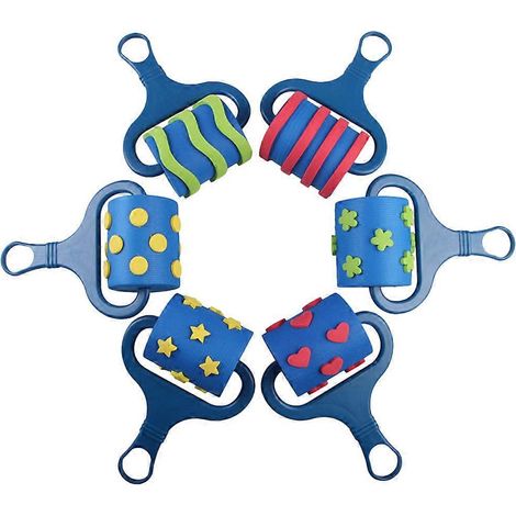 Lot de 6 rouleaux de tamponnage en EVA pour graffiti et dessin à faire soi-même. Accessoires éducatifs et ludiques.-16.00X10.50X6.00CM