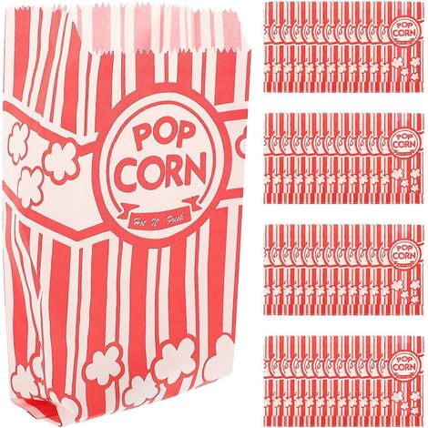 100 sachets à pop-corn en papier pour fêtes et soirées cinéma.-21.00X9.00X0.10CM