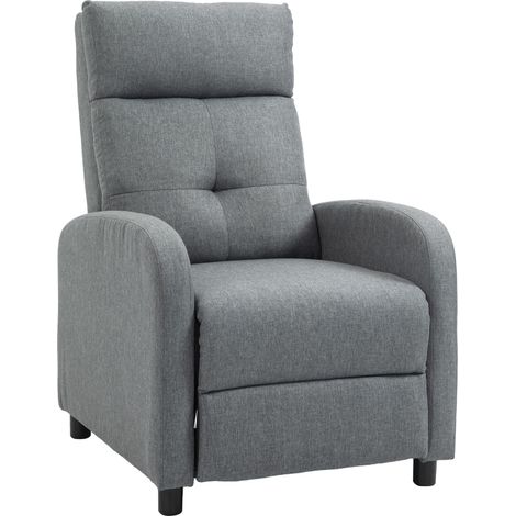 Fauteuil inclinable, fauteuil TV inclinable, fauteuil TV aspect lin, fauteuil inclinable rembourré avec ressorts ensachés, fauteuil lounge supportant jusqu'à 150 kg pour le salon, gris