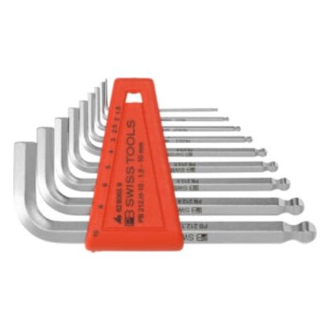 PB Swiss Tools Jeu de clés mâles coudées 6 pans, avec tête sphérique chromé, Nombre de tournevis: 9