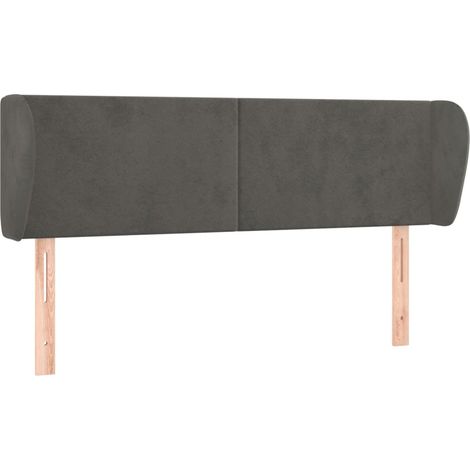 Testiera accessorio letto mobile camera da letto con bordo laterale 147 x 23 x 78/88 cm tessuto velluto grigio scuro TDL0204993