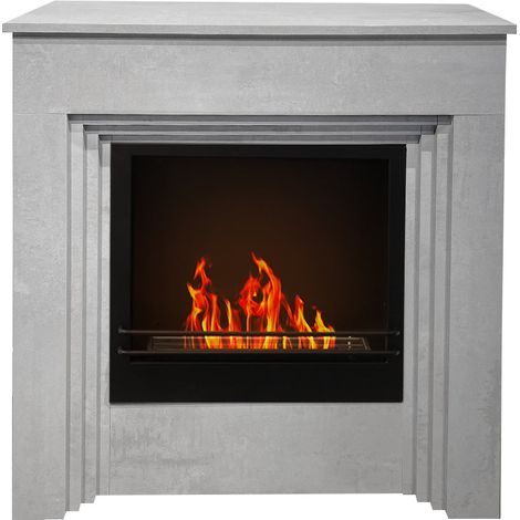 Camino a bioetanolo da terra BELLINI in legno effetto Cemento Made in Italy L96 x P35 x H96