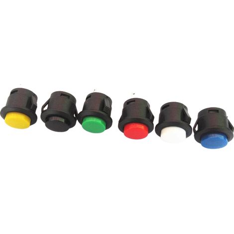 Interrupteur à clé R13-507, bouton-poussoir à enclenchement, interrupteur à actionnement par impulsion, rond de 16 mm, sans verrouillage, à réarmement automatique, 7 couleurs, 6 clips de fixation.