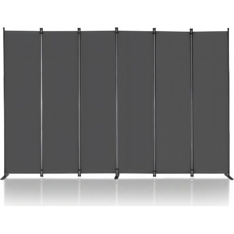 Paravent Multifonctionnel à 6 Panneaux, Cloison de Séparation Autoportant 311 x 180,5 cm, Séparateur de Pièces Intérieur Pliable, Brise-vue pour Confidentialité, Bureau, Chambre, Salon, Gris (1/3)