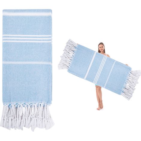 1 Serviette de plage, 100% coton, anti-sable, légère, séchage rapide, voyage, piscine, yoga, camping (1/5)