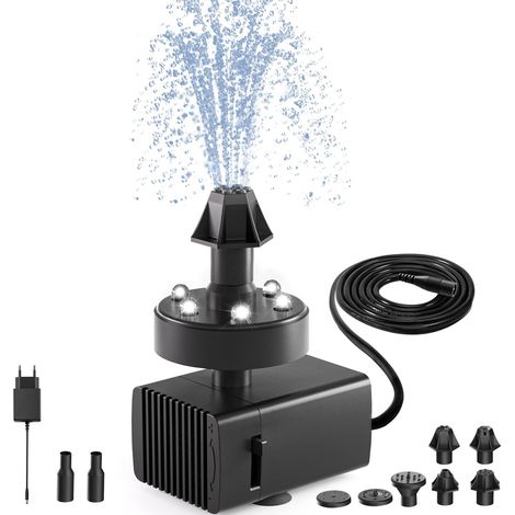 Fontaine Solaire Extérieur Flottante 3.5W Pompe Bassin Solaire 2026 Upgraded,16.4ft Fil avec Lumière LED,Batterie 2000mAh,8 Buses pour Bain d'oiseaux,Étang,Jardin Fontaine,Décoration de Jardin