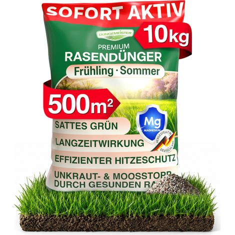 Rasendünger Sommer Sofortwirkung – sattes Grün – für Streuwagen geeignet (10 kg für 500m²) (1/5)