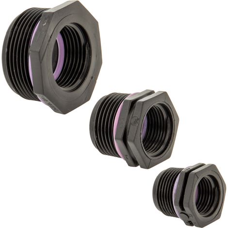 TAVLIT Reduzierstück 1 Zoll Außengewinde x 1/2 Zoll Innengewinde, Self Seal PP-Schraubverbinder 10 bar Typ BMFS