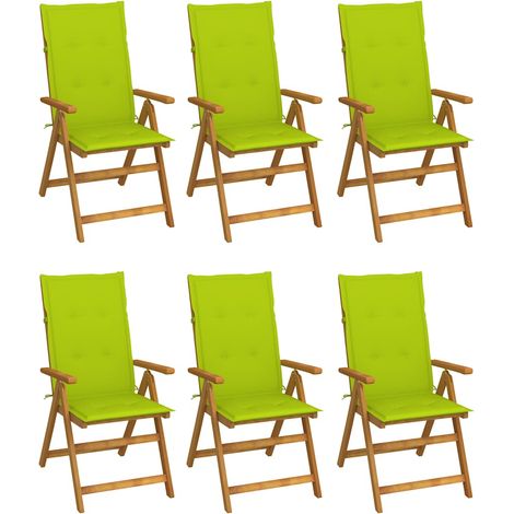 Lot de 6 Chaises de jardin pliables - Chaises d'extérieur pour terrasse/jardin avec coussins Bois d'acacia BV550367 - BonneVie (1/5)