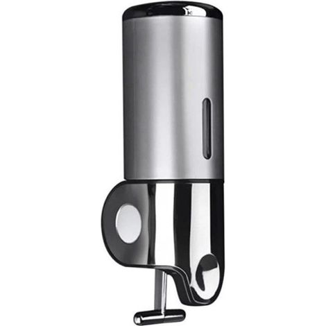 1 distributeur savon mural, acier inoxydable, 400 ml, finition argentée, pour salle de bain et cuisine (1/4)