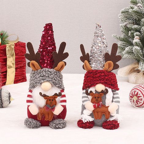 Décorations de Noël en peluche gnomes pour la maison - adorables gnomes en peluche pour une ambiance festive (2 pièces, 34 cm) (1/5)