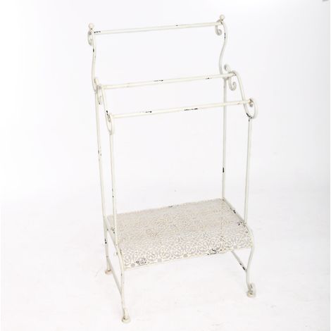 Porte-serviettes sur pied blanc style shabby chic (1/5)