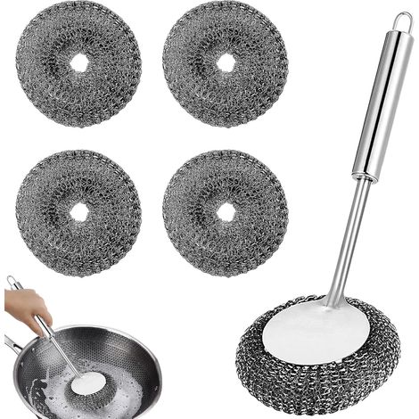 5 Pièces Paille de Fer, Eponge Grattante, Eponge Metallique, IL est Utilisé pour Nettoyer Les Ustensiles de Cuisine Tels Que Les Plaques de Cuisson, Les Casseroles, Les Bols, Etc (1/5)