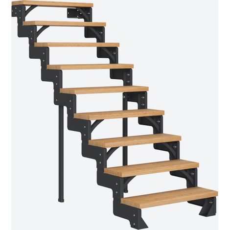 Dolle Modultreppe Gardentop Innen Eiche 9 Stufen 162-198cm Geschosshöhe 75cm Stufenbreite ohne Geländer (1/4)