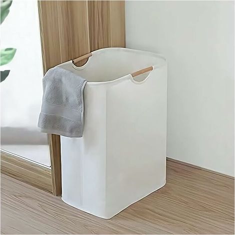 Cesto portabiancheria con manico in legno fatto a mano, cesto portabiancheria sporco, borsa portaoggetti per il cambio dei vestiti in Oxford, cesto portabiancheria pieghevole, cesto portabiancheria in (1/5)