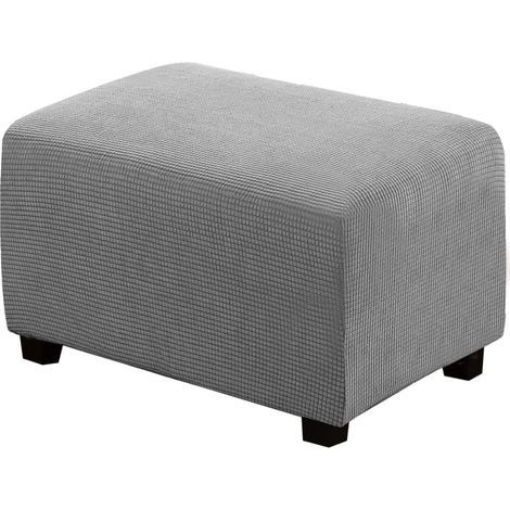 Housse de Pouf carrée Extensible en Peluche, Housses de Repose-Pieds en Jacquard Doux pour protéger Le Repose-Pieds, Housse de Pouf avec Fond élastique, Lavable en Machine - S-gris clair (1/5)