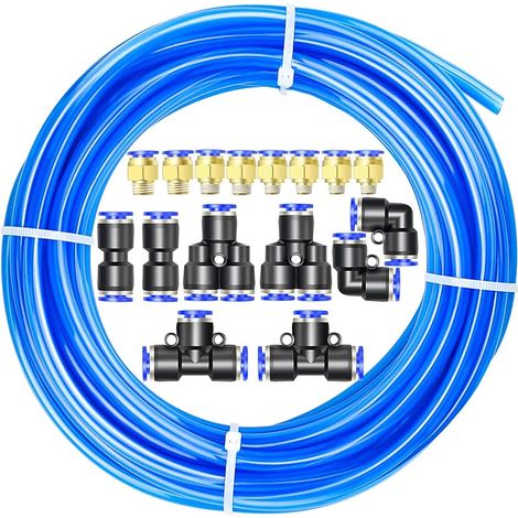 Kit de tube de tuyau d'air en polyuréthane bleu 10M PU, 8 mm OD x 5 mm ID avec 14 kits de connecteur (1/5)