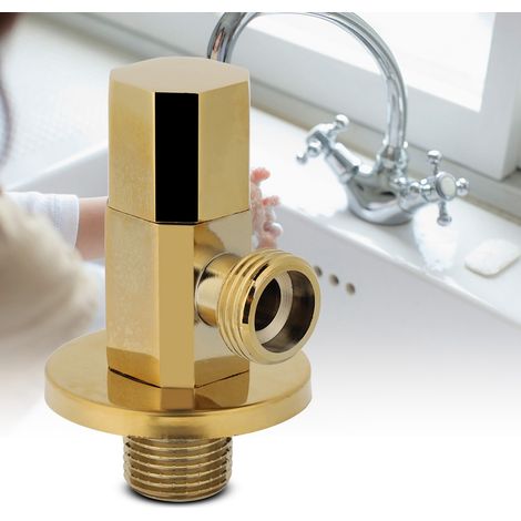 Eckventil aus Messing, goldfarben, für Badezimmer, Wasserregler, Wasserhahn (1/5)
