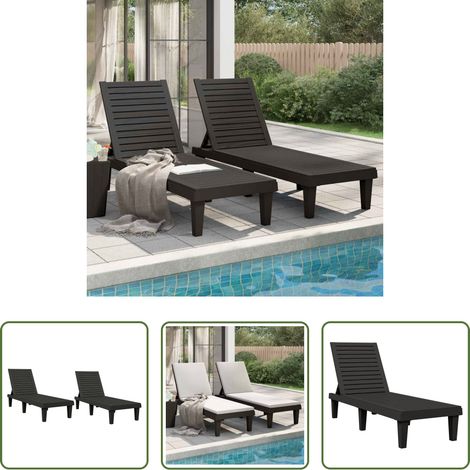 Gartenliege - Sonnenliegen 2 Stk. Schwarz 155x58x83 cm Polypropylen (1/5)