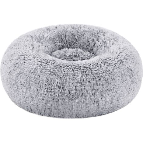 Panier pour Chien, Lit Ronde en Forme de Beignet, Canapé, Coussin Central Amovible et Lavable, Tissu Peluche Doux, Ø40 cm, Gris Ombré (1/5)