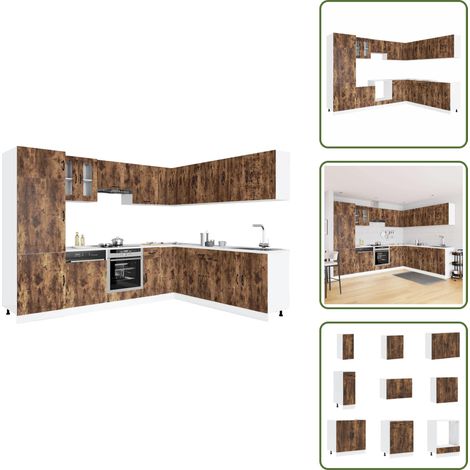 vidaXL 14-tlg. Küchenschrank-Set Kalmar Räuchereiche Holzwerkstoff (1/5)