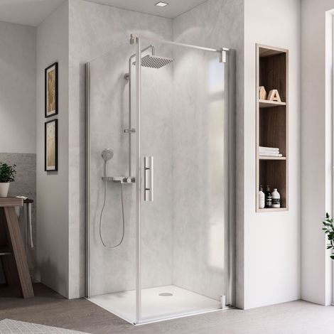 Breuer Europa Design Drehtür 900mm Klarglas inklusive CER+ Antikalk. Anschlag rechts für Seitenwand Typ 1261, Alu. Chromeffekt (1/5)