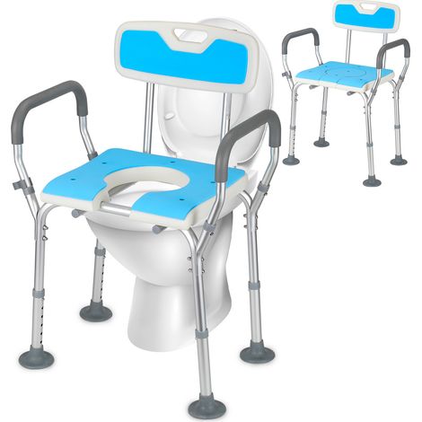 Jiubiaz Sedia Comoda 3 in 1 per Doccia e WC, Vasino Incluso, Soluzione Completa per Anziani (1/5)