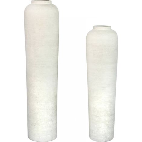 Vase décoratif blanc effet ciment en fibrocemento élégant - blanc effet ciment mat (1/3)