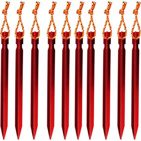 Hiker Piquets Tente, Sardines Tente Camping 18 cm avec Pochette de Rangement, Lot de 10(rouge) (1/5)