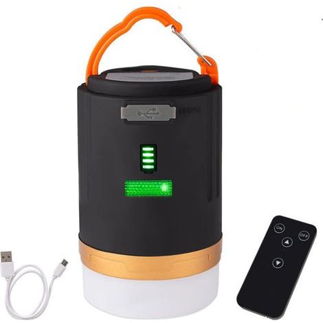 Wiederaufladbare, tragbare Campinglaterne mit USB-Anschluss – Fernbedienung für den Außenbereich – wasserdicht, dimmbar, mit Magnetverschluss – ideal zum Campen, Wandern und Angeln (1/5)