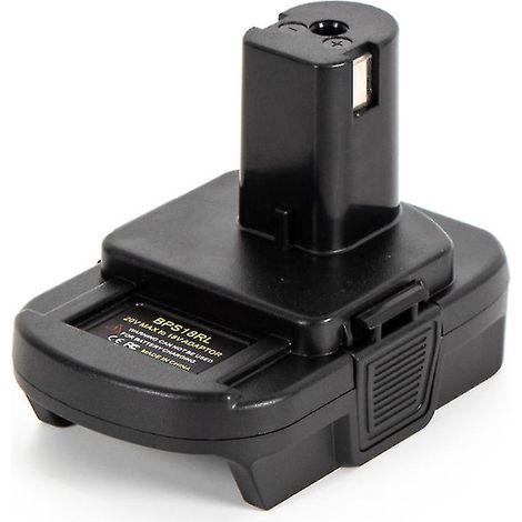 Adaptateur convertisseur de batterie au lithium 20 V Black & Decker/Porter Cable/Stanley vers batterie au lithium-nickel 18 V Ryobi P108 avec port USB (1/4)
