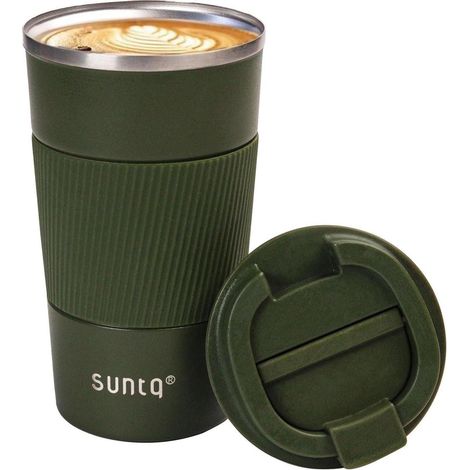 SUNTQ Kaffeebecher to go Thermo Edelstahl Doppelwand Isoliert 510ml grün (1/5)