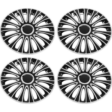 Lot de 4 Enjoliveurs 15 Pouces Noirs, Capuchon de Roue Protecteur Décoratif de Remplacement pour Fiat 500 (1/5)