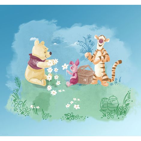 Papier Peint intissé Disney Winnie l'ourson et ses amis pique-nique 300 cm x 280 cm (1/4)