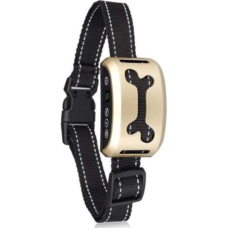 Collier anti-aboiements, collier de dressage rechargeable pour chien avec contrôle des aboiements, bip/vibration/choc de sécurité ou aucun/sensibilité, collier réfléchissant-Crezuo