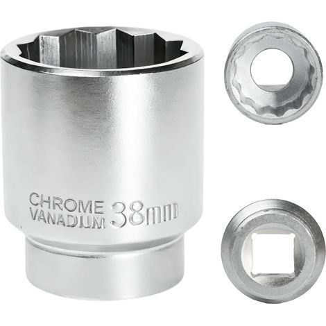 x 38mm 12-Point Socket, Cr-Mo Steel, 3/4", For Impact Wrench, Professional Use (1/5)