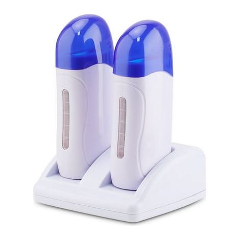 (Blue) Professional Wax Heater Roll on Hair Removal Double Roll on Wax Cartridge Device for Depilatory Wax Hair Removal, Safe and Painless (1/5)