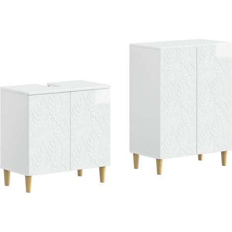 2 Piece Bathroom Cabinet Set DELFT High Gloss White vidaXL (1/5)