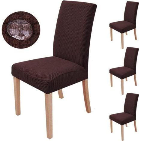 Housses de Chaise - Non spécifié - 4 Pièces - Extensible - Polyester - Marron (1/4)