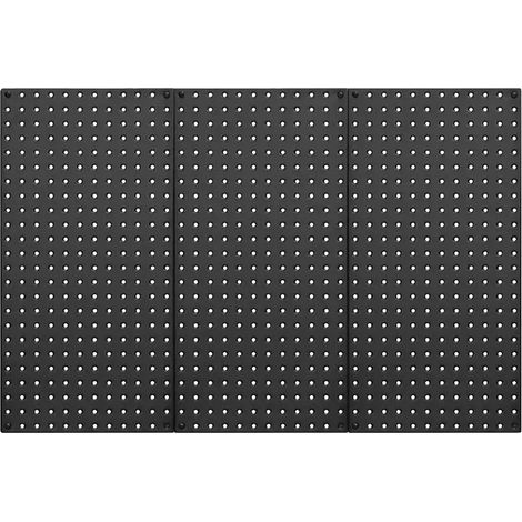 Panneau Perforé Murale, Construction Métallique Robuste, Dimensions 609,6 x 304,8 mm, 3 Panneaux Perforés, Rangement d'Outils Polyvalent, Finition Noire (1/5)