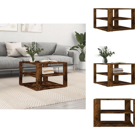 Table basse chêne fumé 59,5x59,5x40 cm bois d'ingénierie - Table Basse - Meuble Salon - Table D'appoint - Table En Bois - Design Moderne (1/5)