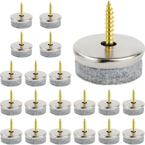 20 Pieces Felt Furniture Glides, 28mm Nail-on Chair Glides, Round, Easy to Install, to Protect Floors from Table Legs (1/5)