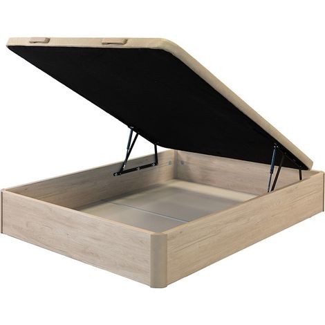 Canapé abatible Verden 150x190 cm – gran capacidad, apertura frontal – Cambriang (madera natural tostada) (1/5)
