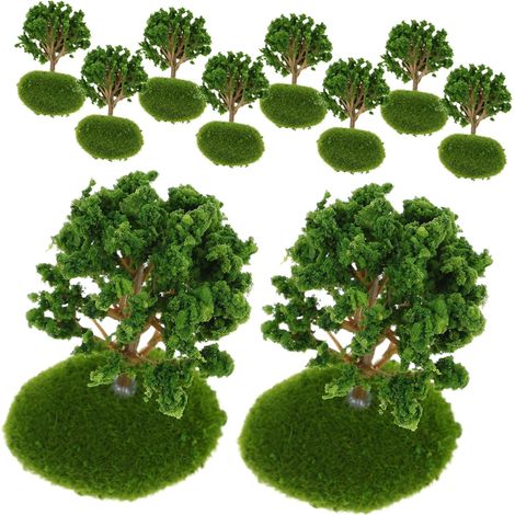 Juego de 10 árboles artificiales en miniatura para dioramas, maquetas de edificios, jardines de hadas y escenografía de trenes. (1/5)