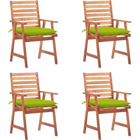 Sillas comedor de jardín y cojines 4 uds madera maciza acacia