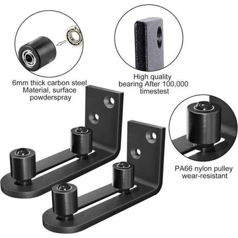 Système Porte Coulissante - Rail De Roulement Et Guide Au Sol - Pour Portes Intérieures En Bois Ou MDF - Kit Complet 2 Pièces (1/4)