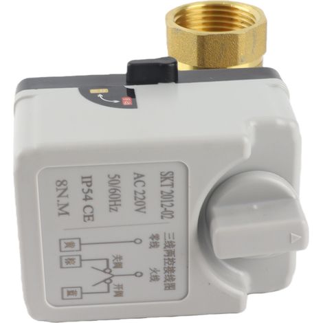 Vanne à billes motorisée 3 fils commande 2 points 1 position 2 voies auto manuel DN25 laiton ABS 220V pour chauffage ventilation (1/5)