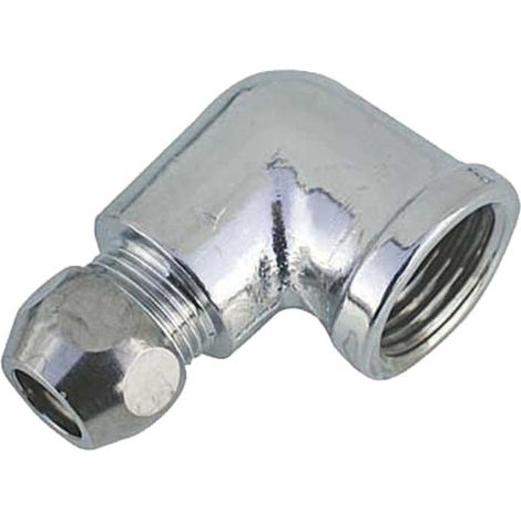 "CURVA FEMMINA PER TUBETTO RAME IN OTTONE CROMATO F1/2"""" x Ø12"