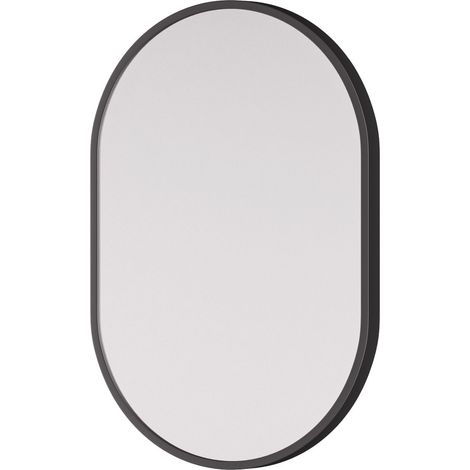 BERNSTEIN - Espejo de pared ovalado de diseño para cuarto de baño con marco de aluminio negro - 8144B - 40x60cm 40x60cm (1/4)