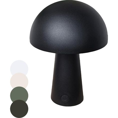 Lampe de table LED en forme de champignon à intensité variable IP44 USB 3 couleurs de lumière variateur tactile intérieur et extérieur camping, balcon, terrasse, chambre à coucher, couleur-Noir (1/5)